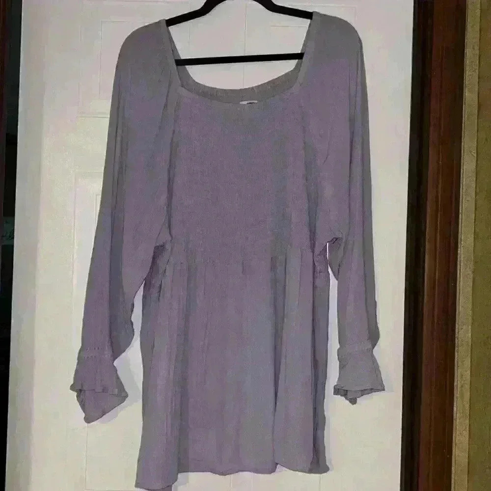Lavender sz 4x gauzy  smocked long sleeve top Sonoma long sleeve